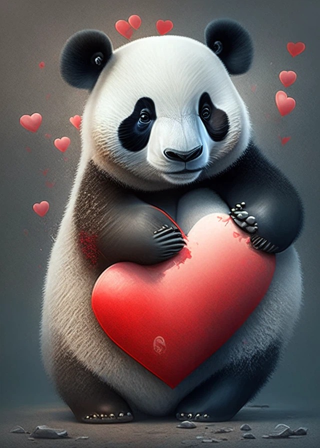 Panda con corazón de dreamlike.ia